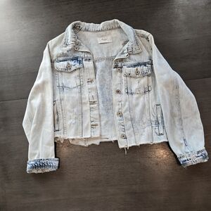 KanCan Light Blue Distressed Denim Jacket